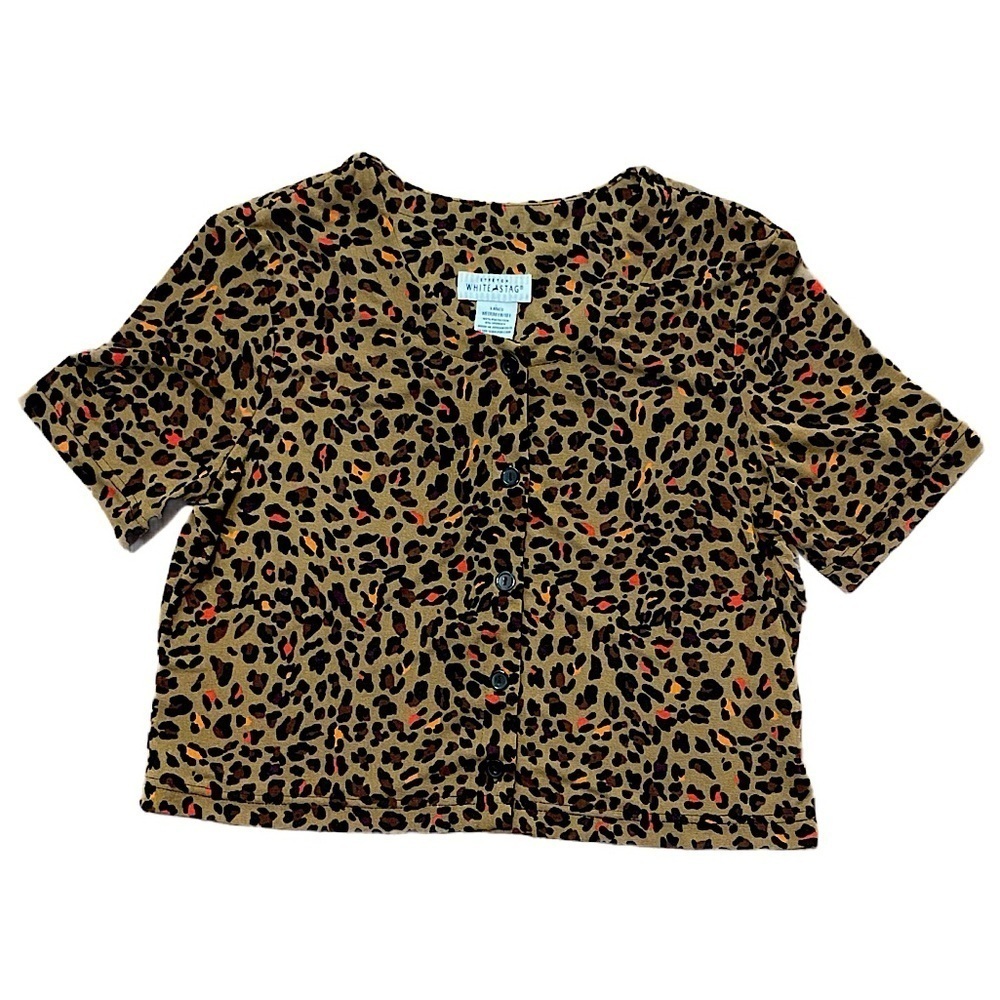 Vintage short sleeve Leopard Print Kids Shirt button down animal print